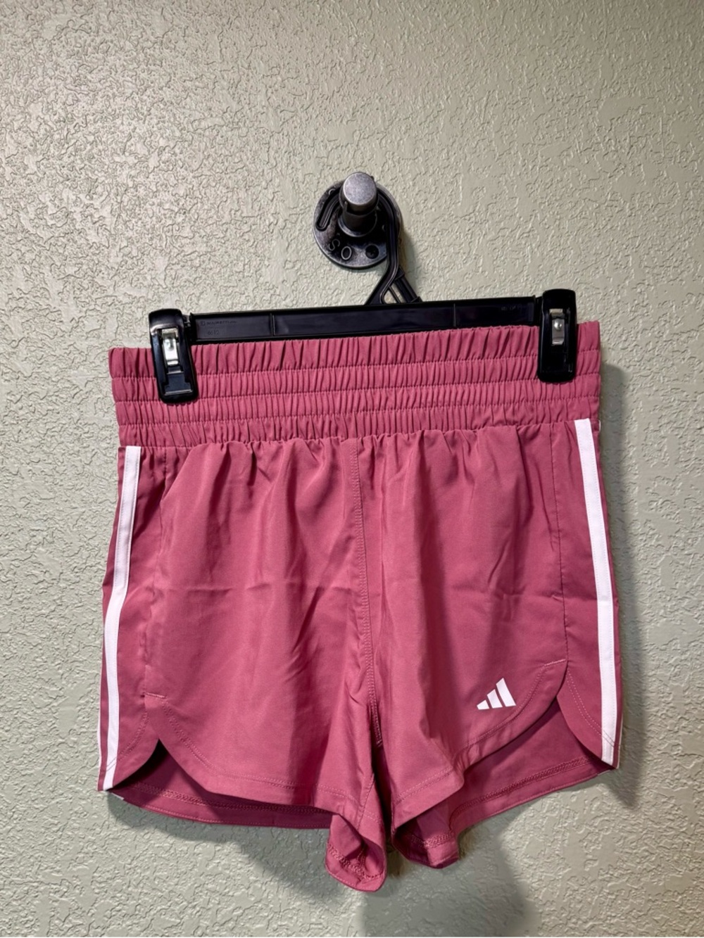 adidas Women's Rose Pink Athletic Shorts with White Stripes XS